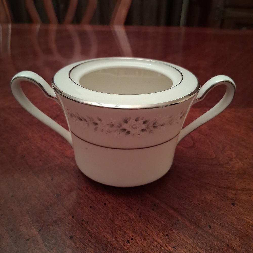 Noritake Heather 7548 Ivory China Sugar Bowl Only-No Lid Grey Floral Japan